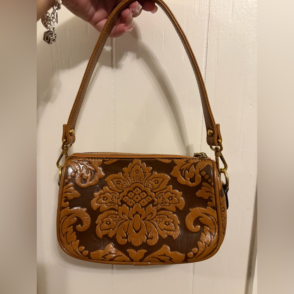 Elegant Brown Floral Print Purse